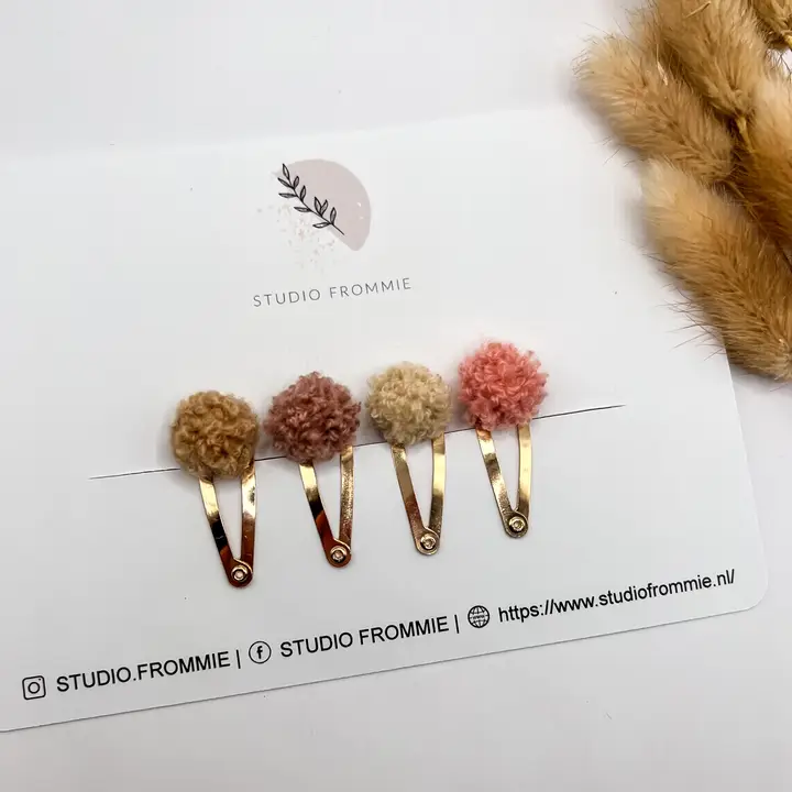Haarclip pompom 4er