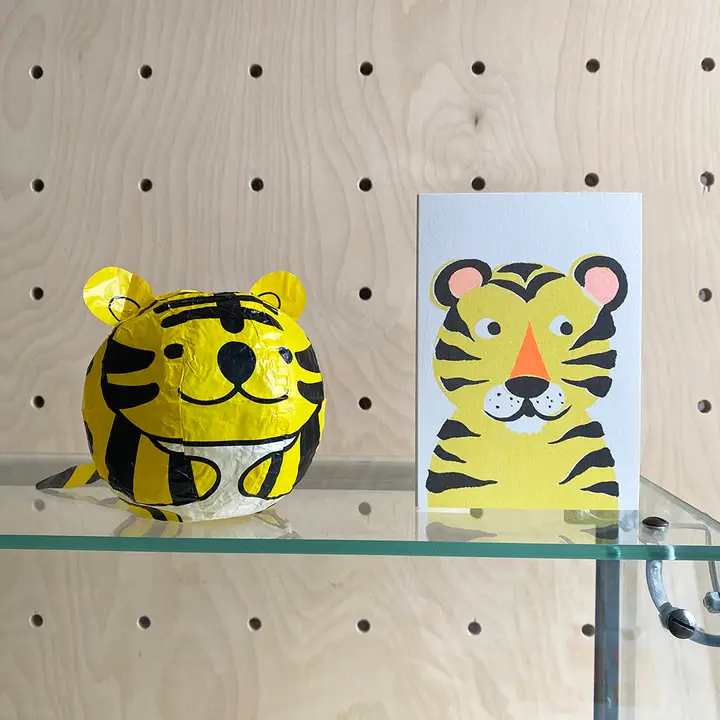 Karte Papierball Tiger