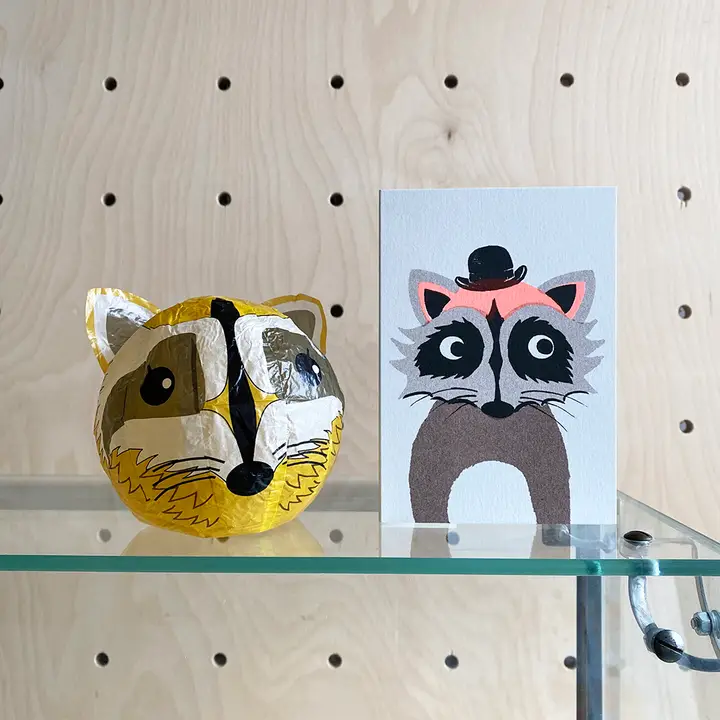Karte Papierball Waschbär